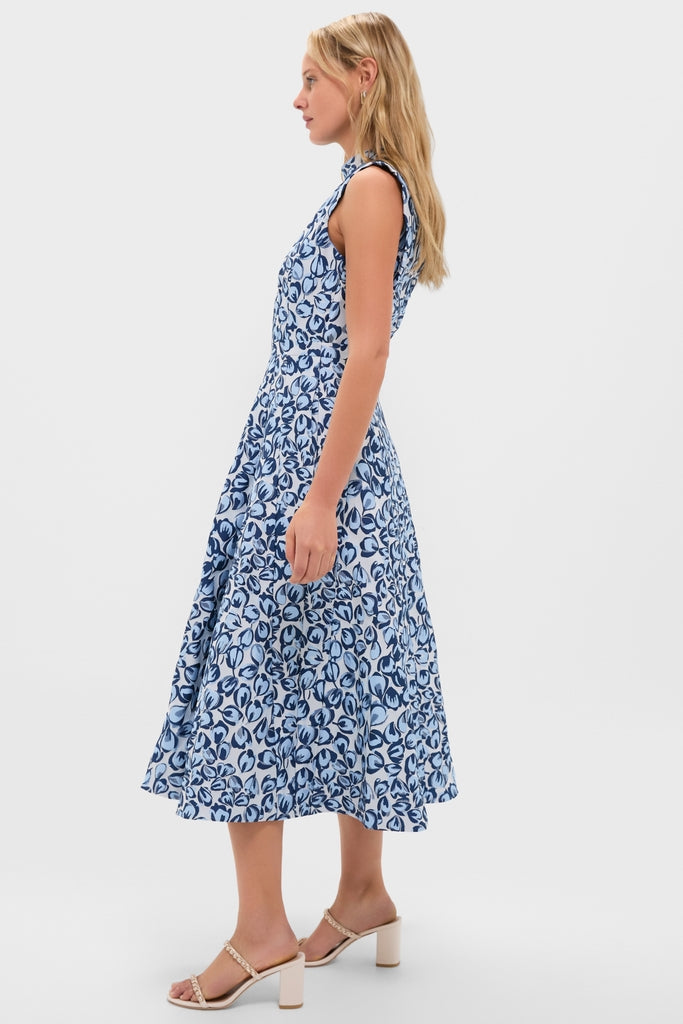 Porcelain Blues Flora Midi Dress
