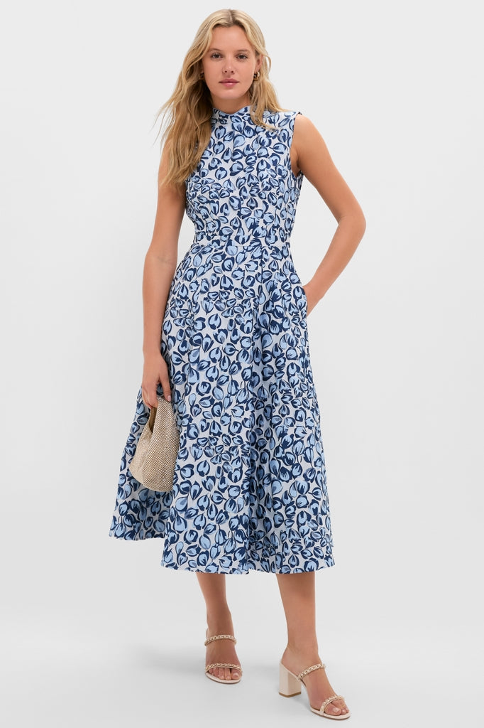 Porcelain Blues Flora Midi Dress