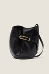Black Glossy Belted Bucket Bag