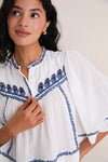 Ecru and Blue Juline Top
