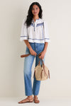 Ecru and Blue Juline Top