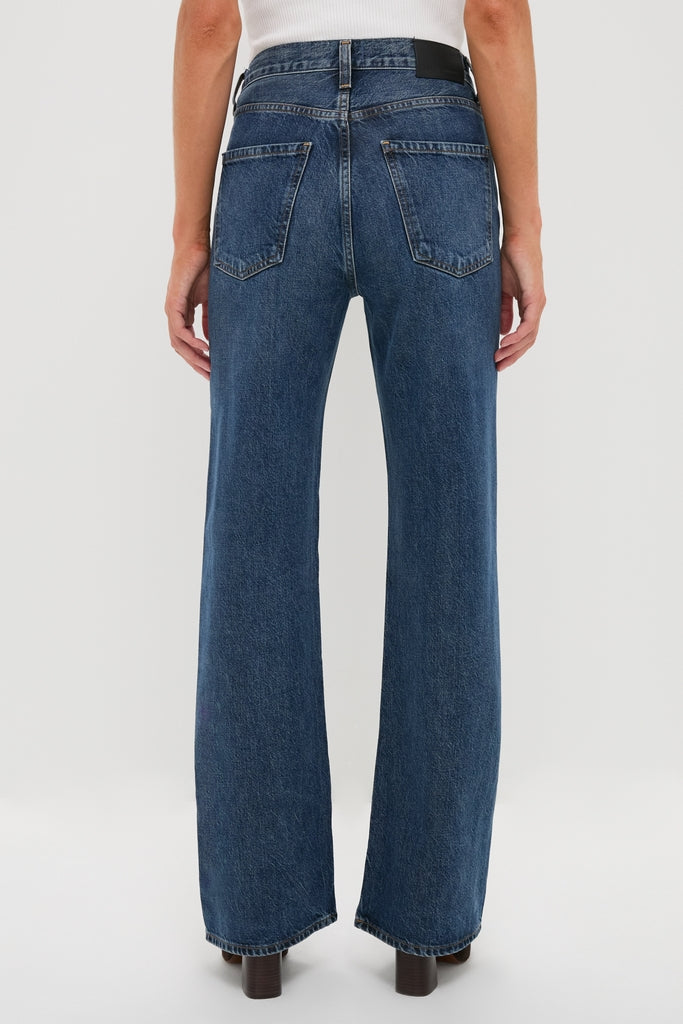 Westwood Annina Straight Leg jeans offer a classic, effortless look with their high-rise, slightly flared design, paired stylishly with dark brown boots. Perfect for a high-end, fun style.