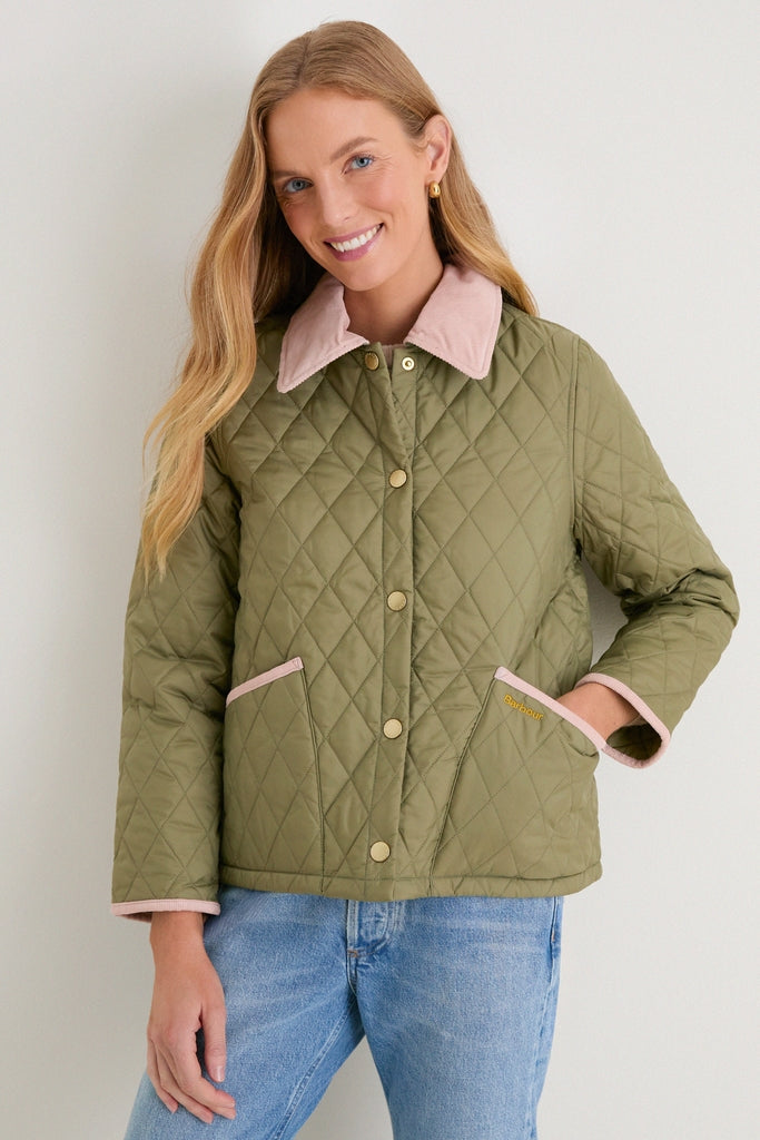 Bleached Olive Icons Cropped Liddesdale Quilted Jacket | Barbour