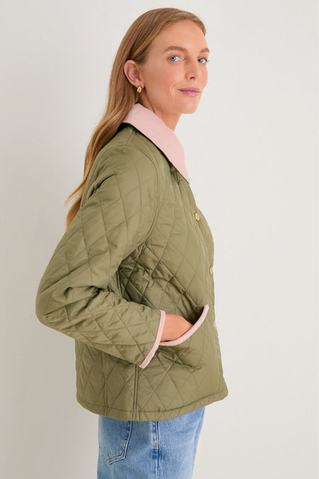 Bleached Olive Icons Cropped Liddesdale Quilted Jacket