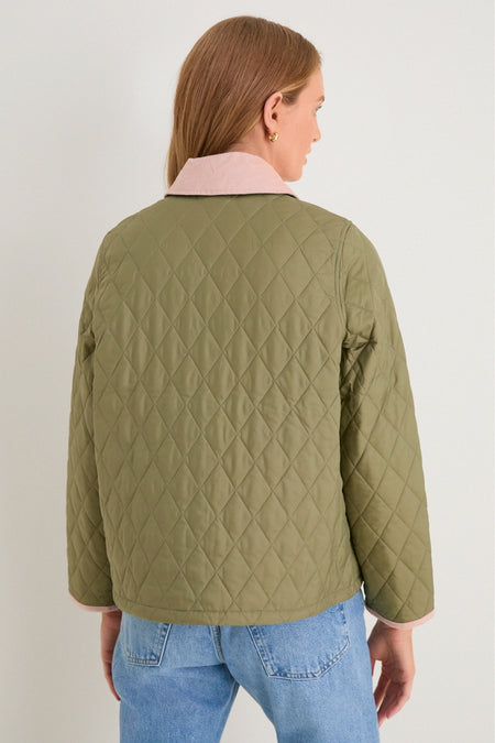 Bleached Olive Icons Cropped Liddesdale Quilted Jacket