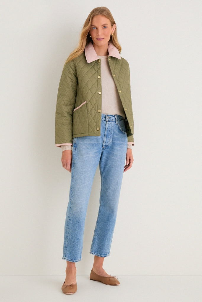Bleached Olive Icons Cropped Liddesdale Quilted Jacket | Barbour
