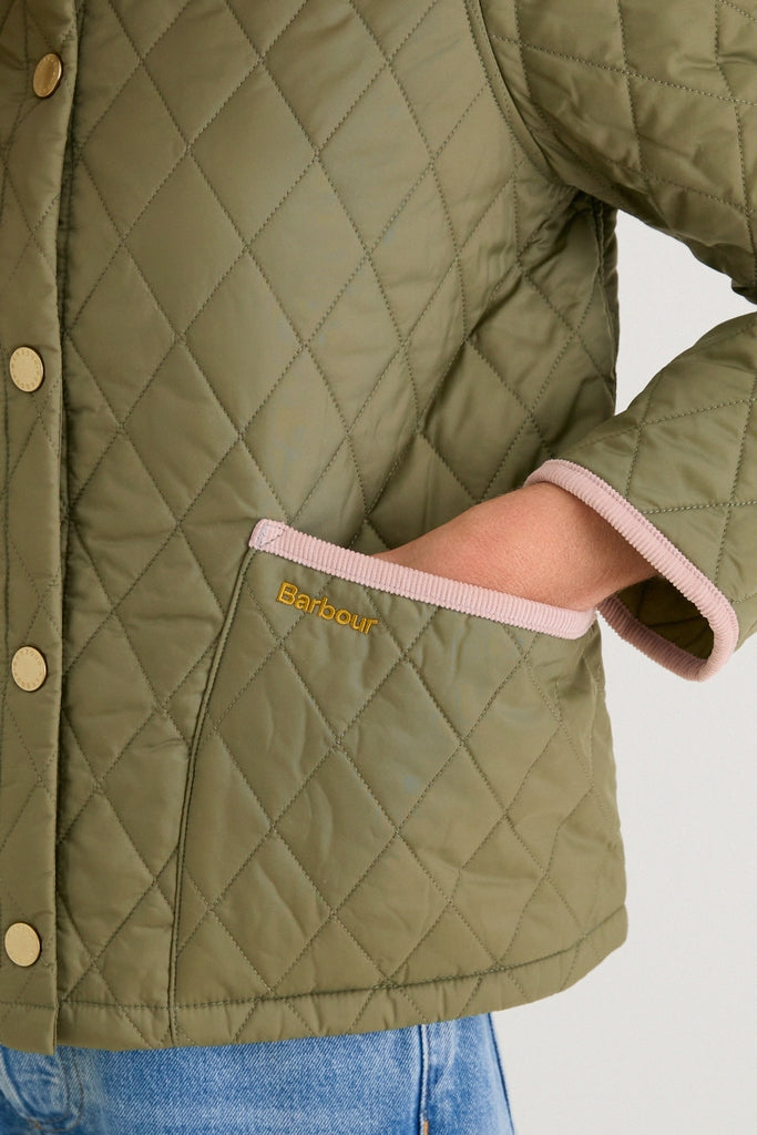 Bleached Olive Icons Cropped Liddesdale Quilted Jacket