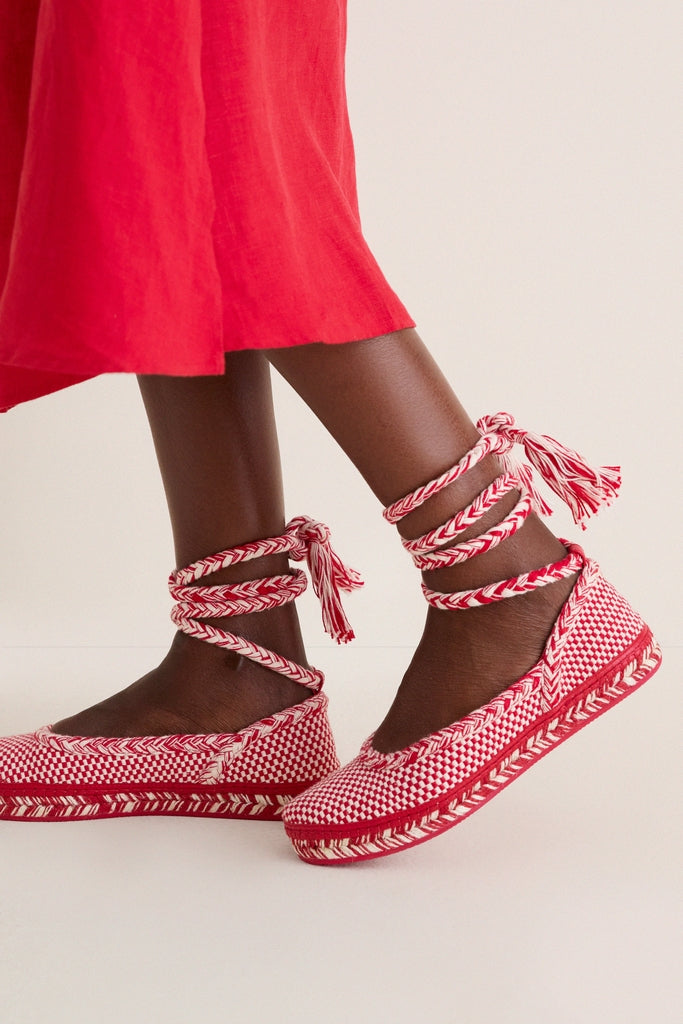 Ivory Red Magda Espadrille Flats