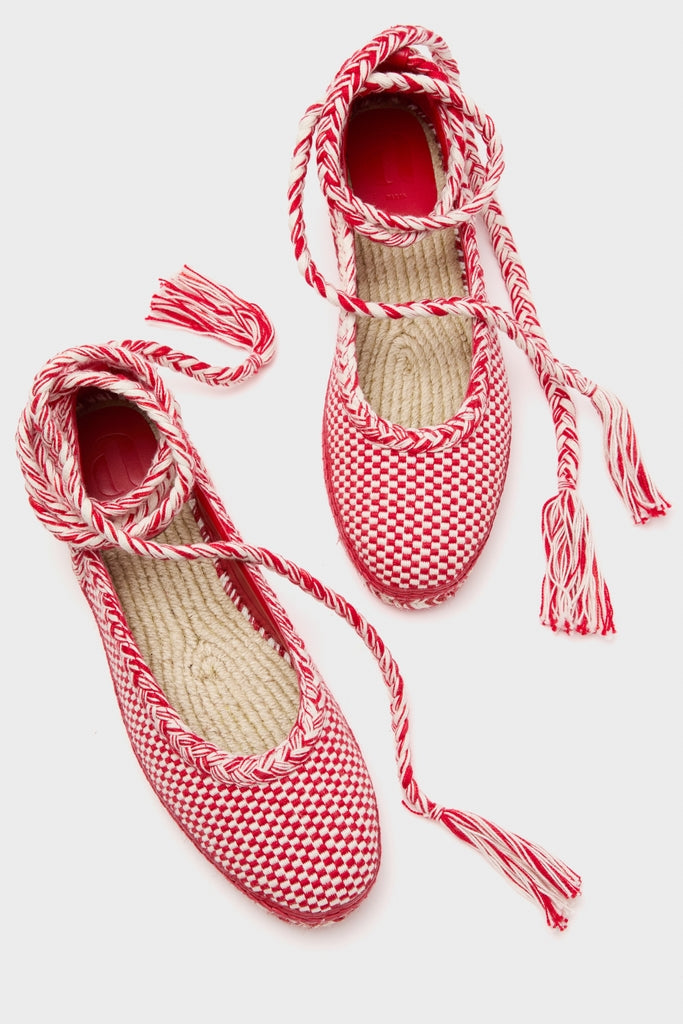 Ivory Red Magda Espadrille Flats