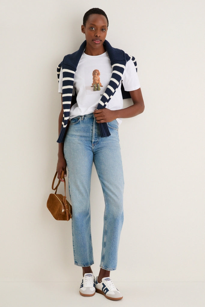 White Barbour Dog  Bedale Graphic T-Shirt