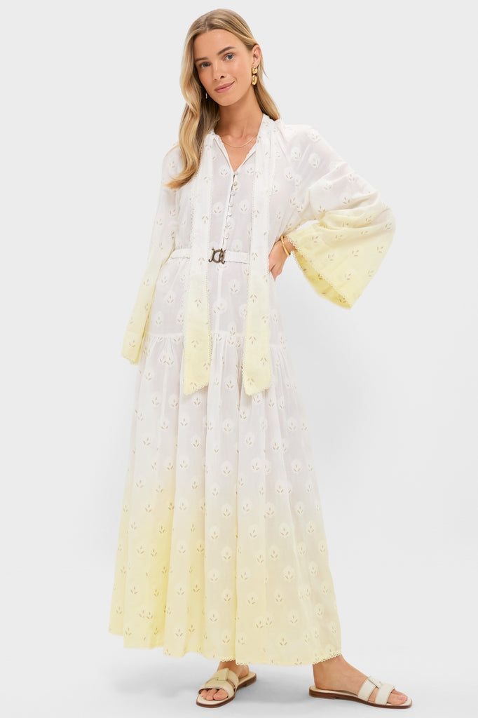 Limoncella Vespara Wide Sleeve Maxi Smock Dress