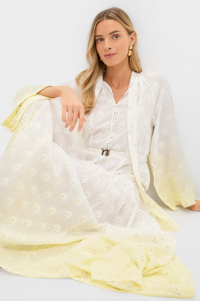 Limoncella Vespara Wide Sleeve Maxi Smock Dress