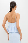 Blue Tint Iris Pleat Top