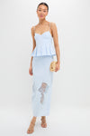 Blue Tint Iris Pleat Top