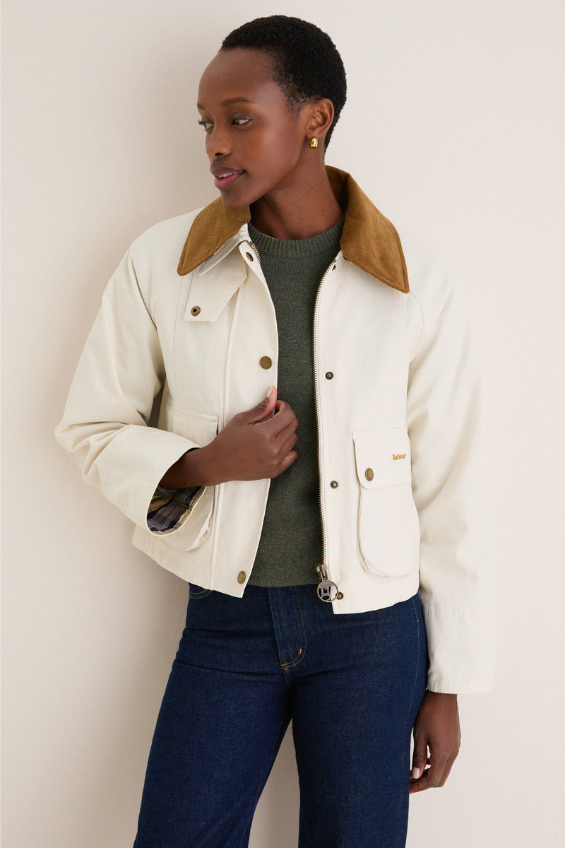 Light Pearl Cropped Beadnell Casual Jacket