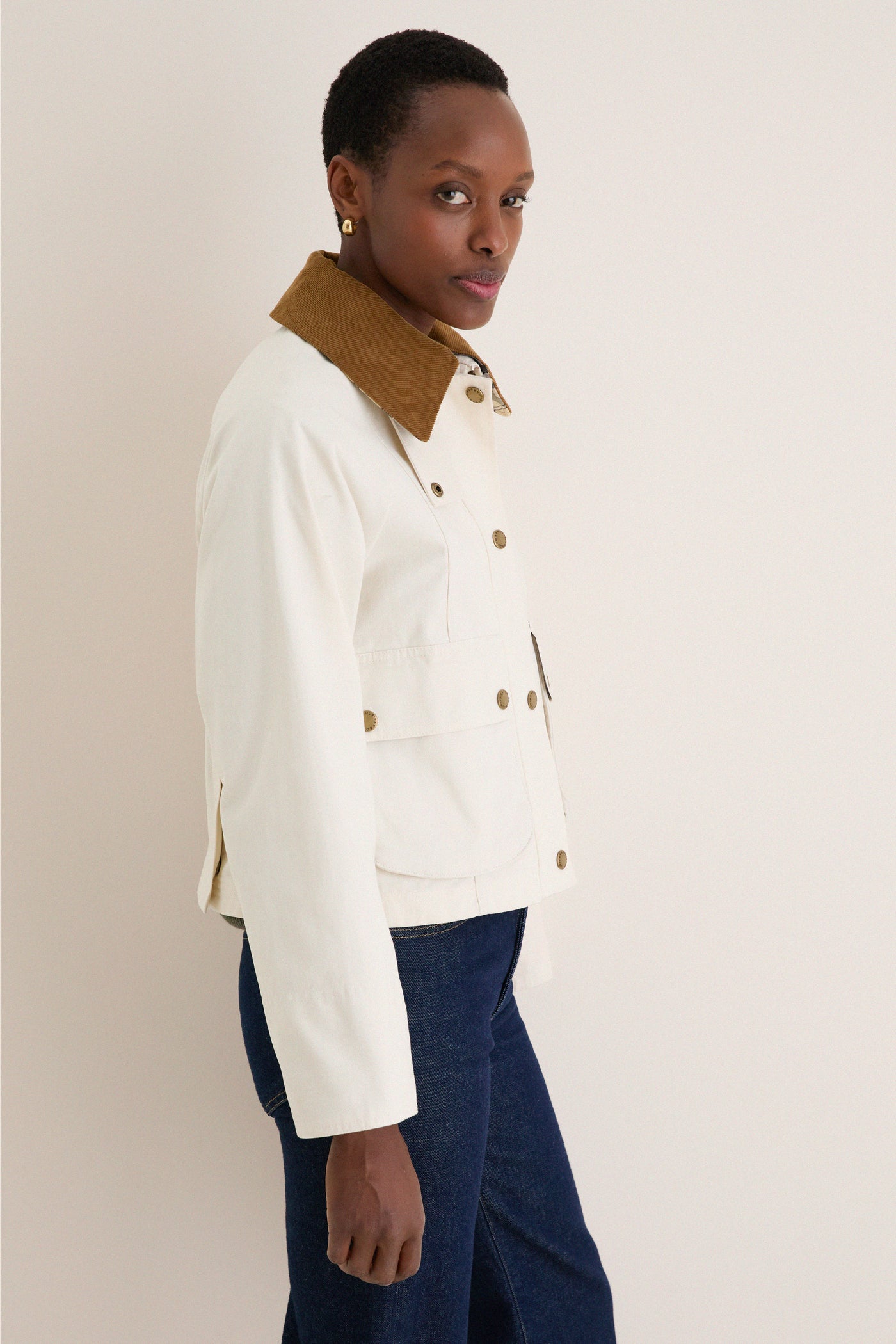 Light Pearl Cropped Beadnell Casual Jacket
