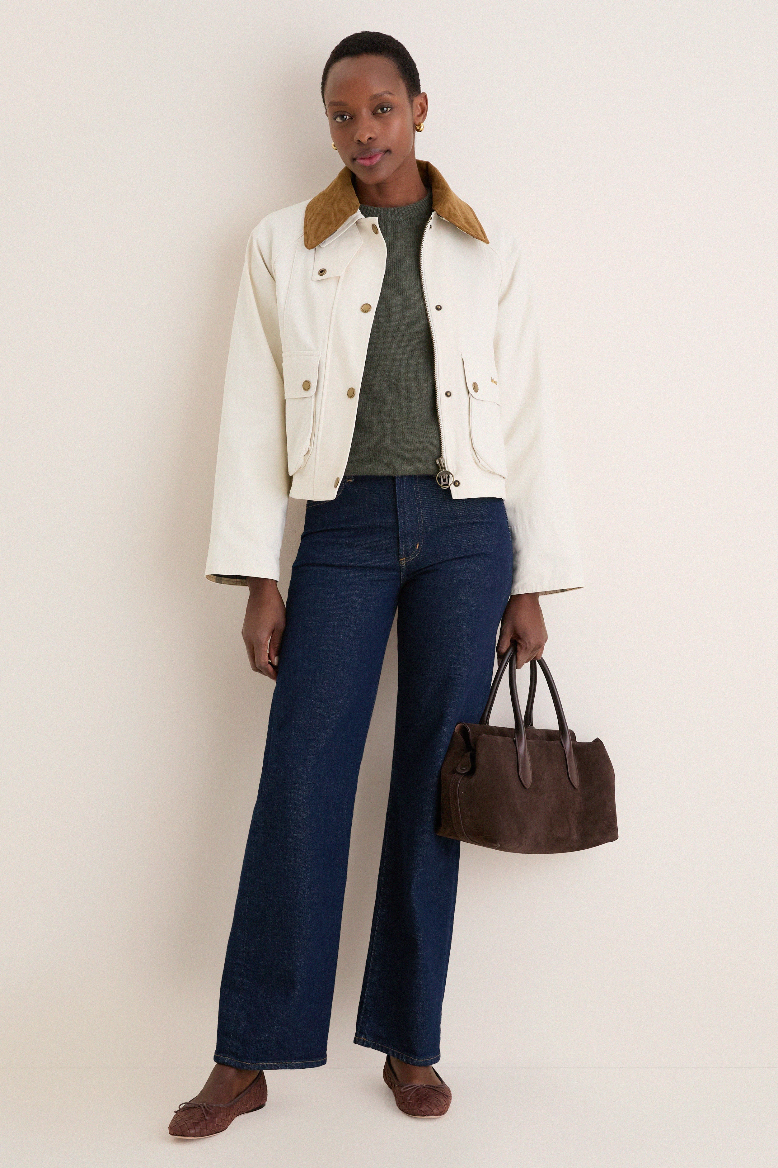 Light Pearl Cropped Beadnell Casual Jacket | Barbour