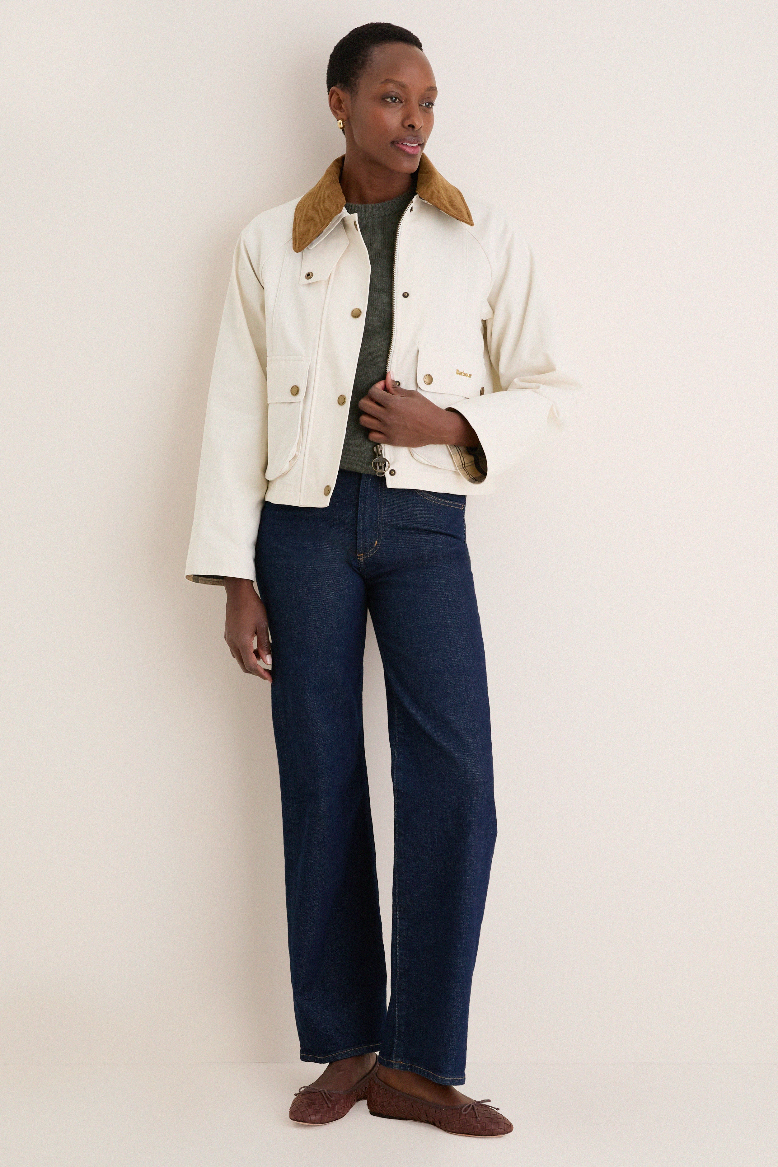 Light Pearl Cropped Beadnell Casual Jacket | Barbour