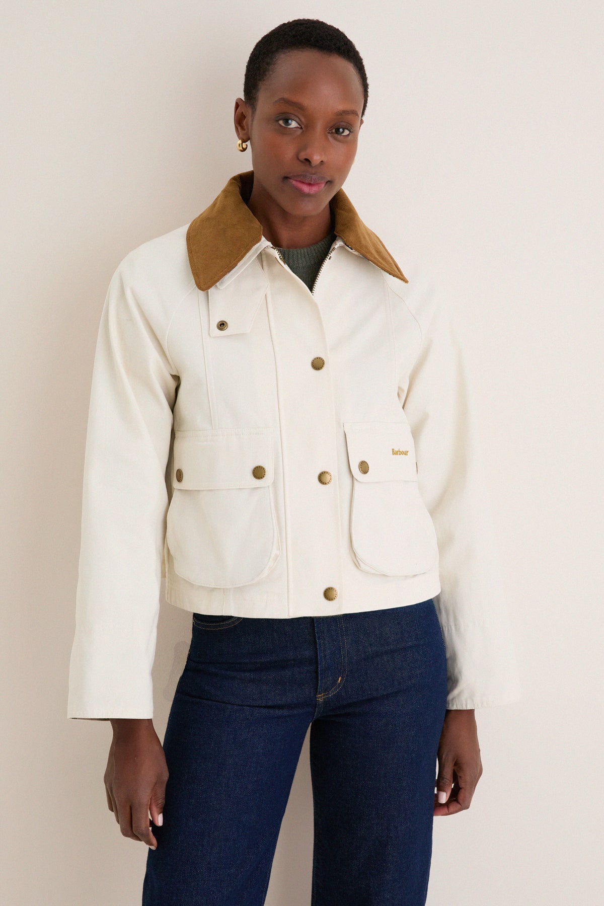 Light Pearl Cropped Beadnell Casual Jacket