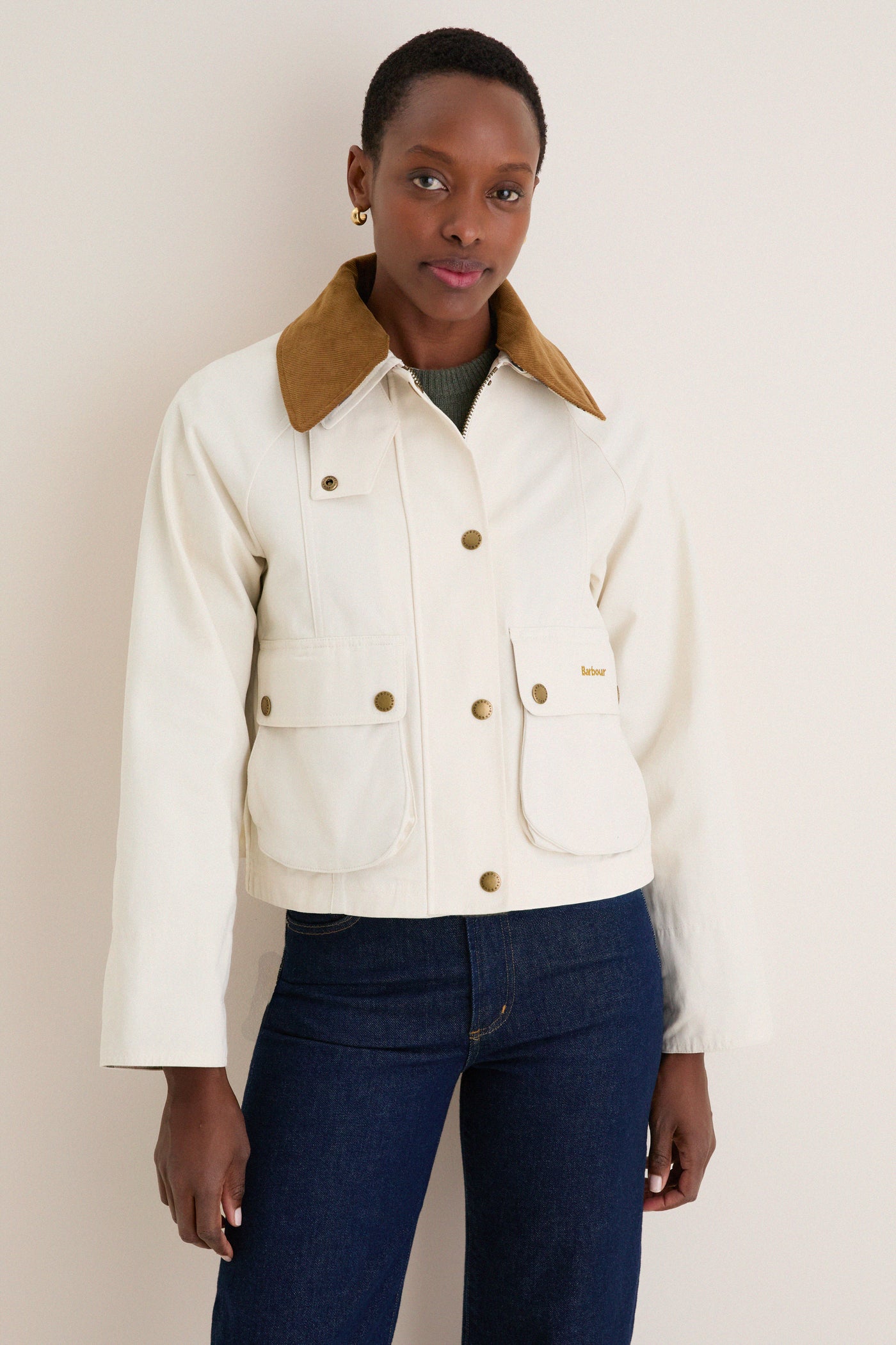 Light Pearl Cropped Beadnell Casual Jacket