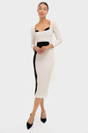 Black and Ivory Paloma Long Sleeve Midi Dress