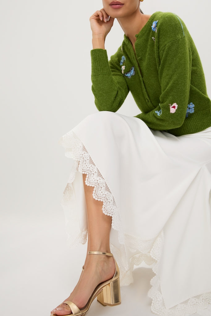Ivory Pencil Midi Skirt