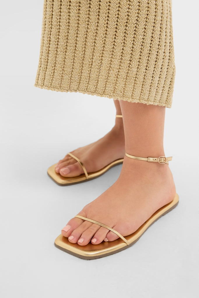 Blink Square Toe Twiggy Sandals showcase classic, effortless style with metallic-gold leather, featuring a fun square toe and high-end design, perfect for any warm-weather outfit.