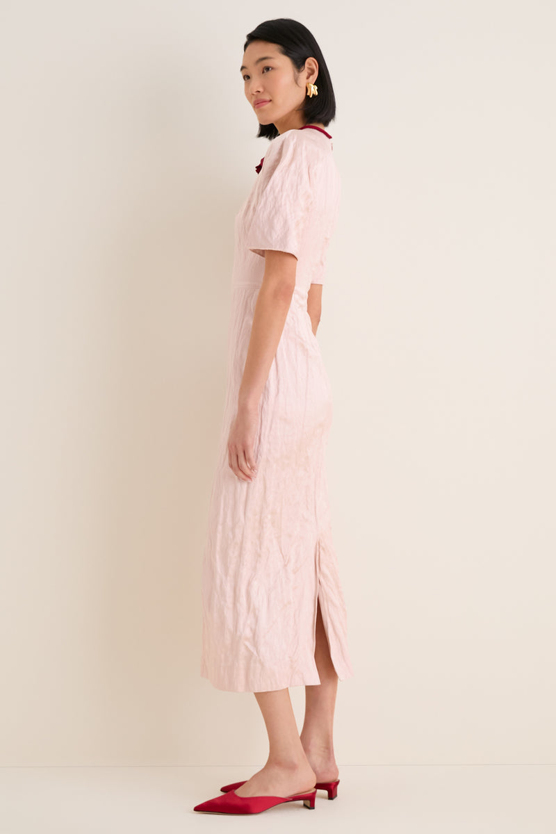 Cameo Pink Short Sleeve Midi Cocktail Dress