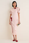 Cameo Pink Short Sleeve Midi Cocktail Dress