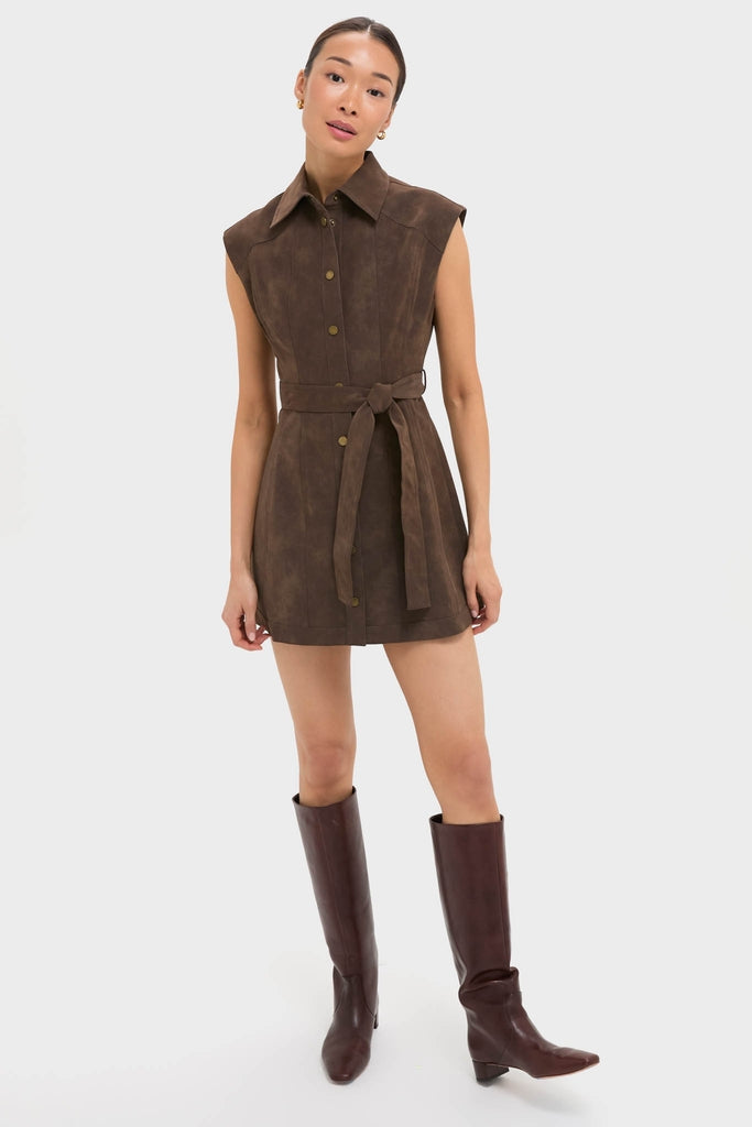 Brown Suede Miller Mini Dress | En Saison Brown Suede Miller Mini Dress | En Saison