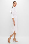 White Long Sleeve Midi Shirt Dress