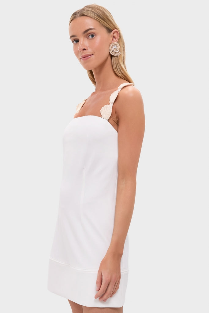 Off White Embroidered Mini Dress