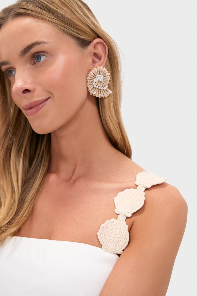 Off White Embroidered Mini Dress