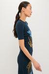 Navy Knit Short Sleeve Top