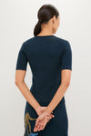 Navy Knit Short Sleeve Top