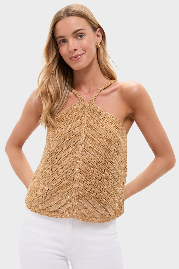 Gold Knit Halter Top