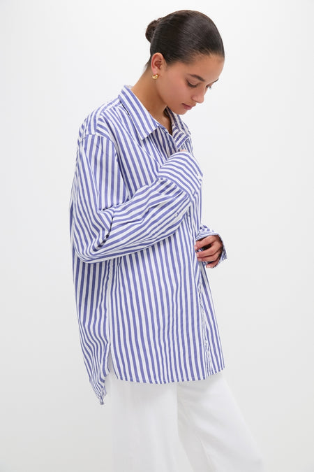 Stripe Blue and White Classic Button Down Shirt