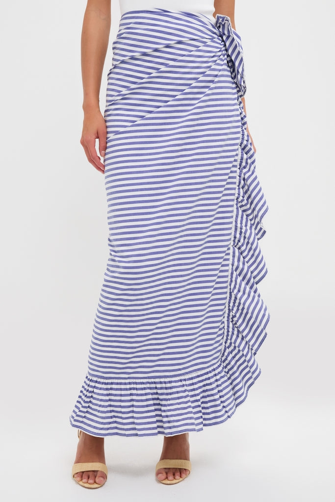 Stripe Blue and white Ruffle Power Pareo