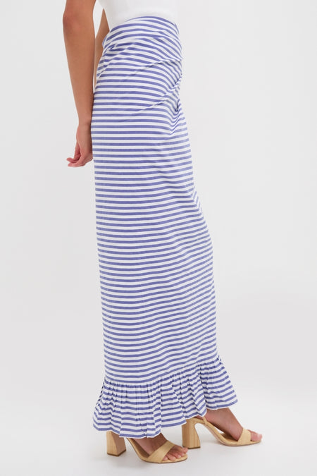 Stripe Blue and white Ruffle Power Pareo