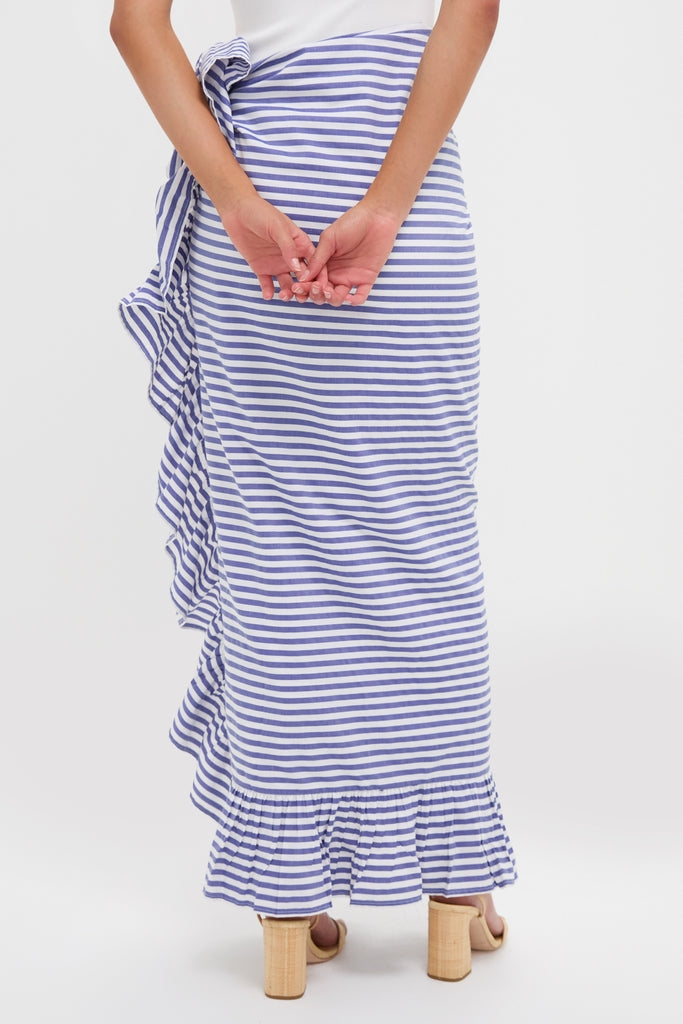 Stripe Blue and white Ruffle Power Pareo