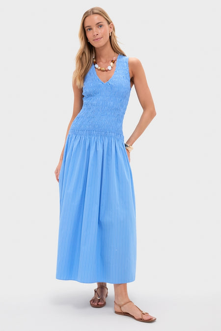 Azul Mico Pinstripe Palomar Midi Dress