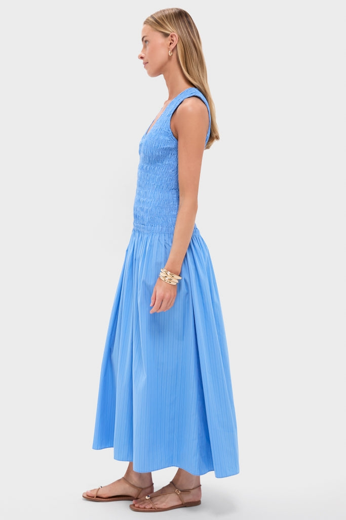 Azul Mico Pinstripe Palomar Midi Dress