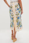Garden Scarf Blue Midi Skirt