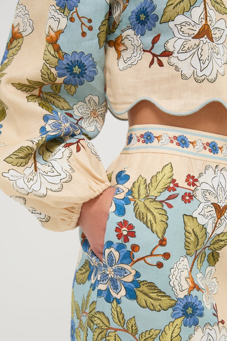 Garden Scarf Blue Midi Skirt