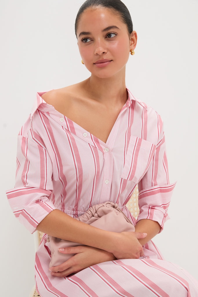 red striped off the shoulder dress Lily Red Striped Circus Off Shoulder Dress