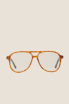 Maple Blue Light Scout Glasses feature classic tortoiseshell aviator frames with clear lenses, offering effortless style and high-end protection for fun, adventurous days.