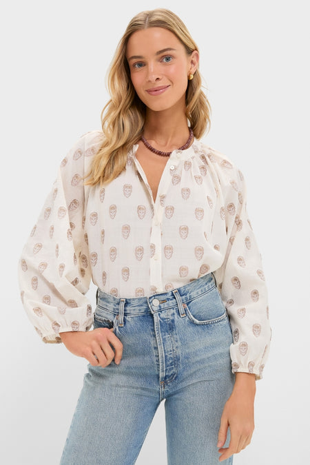 Orchid Echo Cotton Jacquard Sawyer Blouse