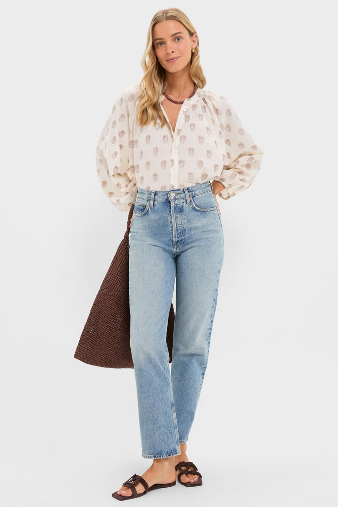 Orchid Echo Cotton Jacquard Sawyer Blouse