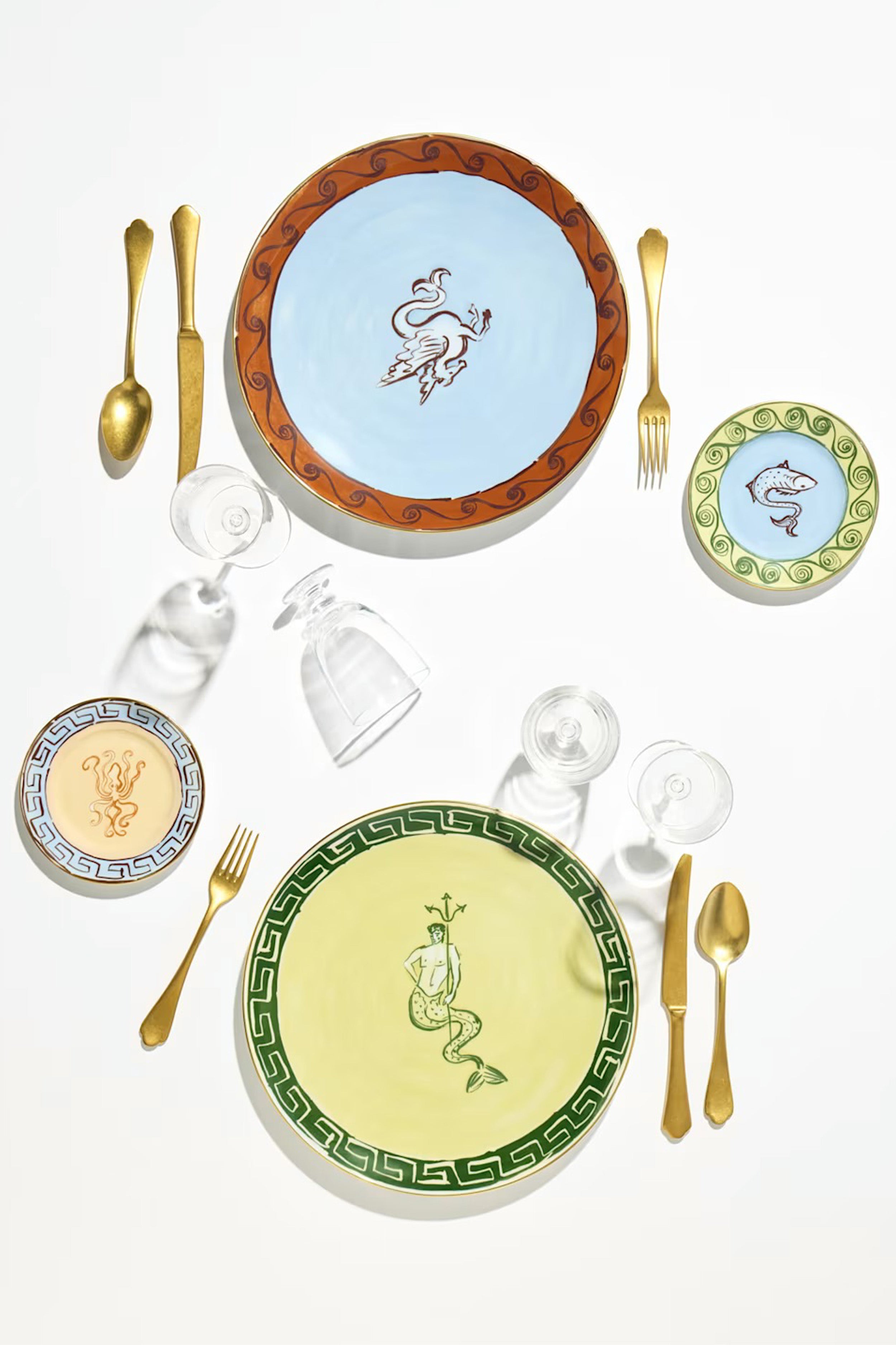 Il viaggio di Nettuno Brown and Light Blue Charger Plate