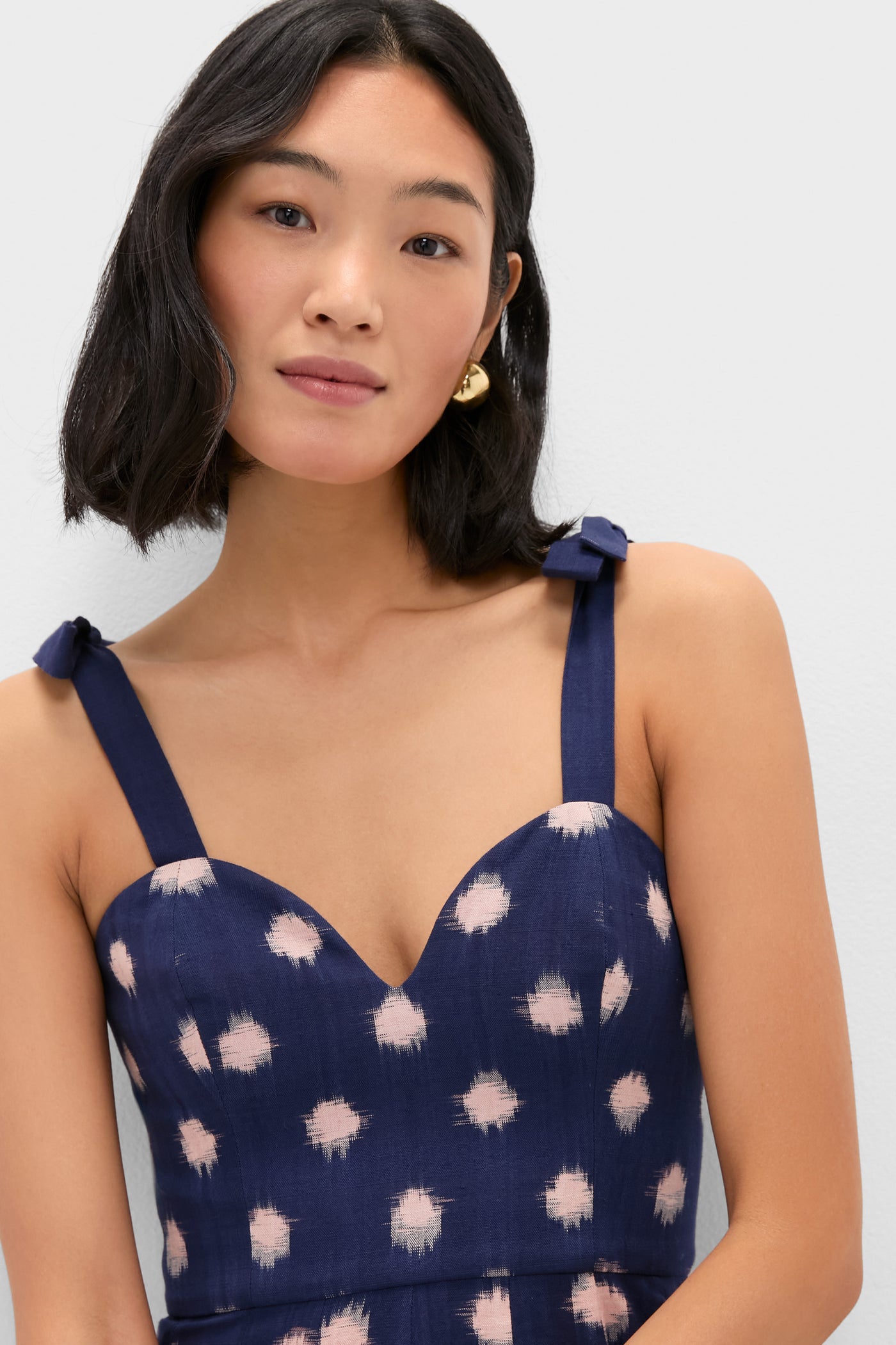 blue polka dot dress women Floral in Blue and Navy Blue Prayer Dress – Haadiyaas main image 0